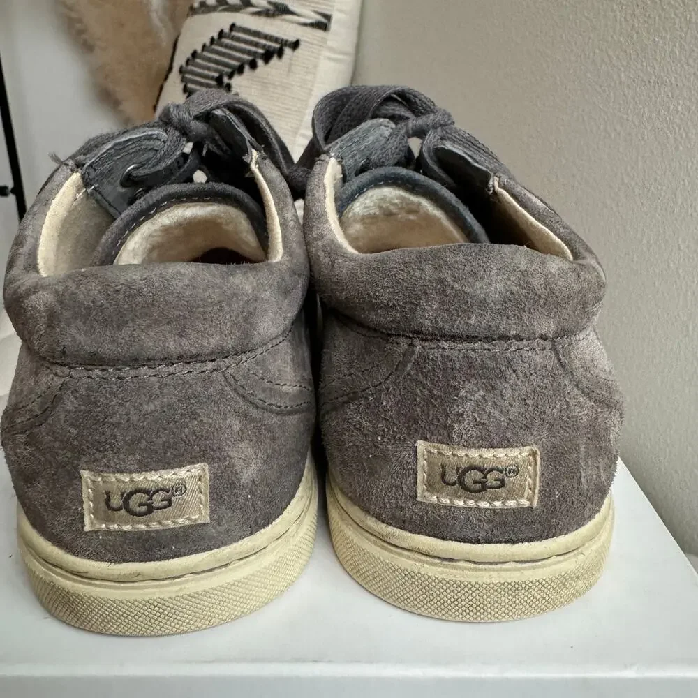 UGG Gray Suede Taya Sherpa Lined Low Top Sneakers Size 8 Fall/Winter